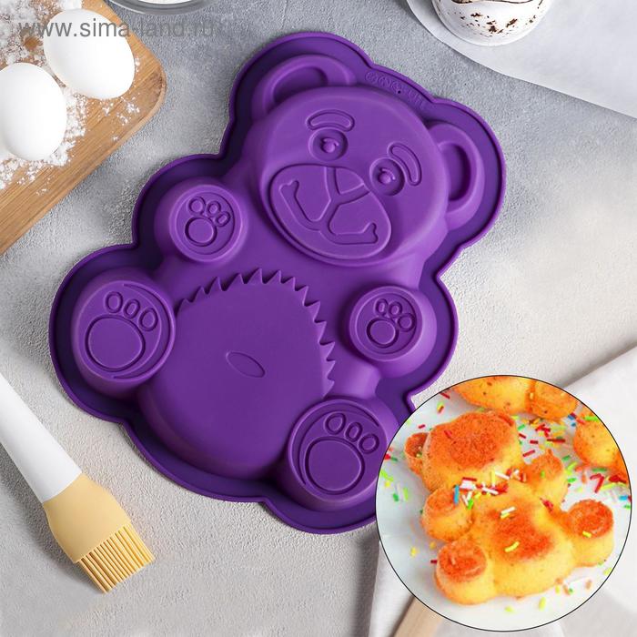 Форма силиконовая для выпечки Доляна «Мишка», 28×23,5×4 см, цвет МИКС - Фото 1