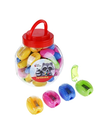 Точилка пластиковая "Класс", с контейнером, МИКС