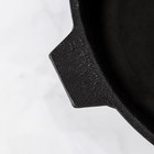 Сковорода чугунная, d=28 см, литые ручки, стеклянная крышка, цвет чёрный - Фото 4