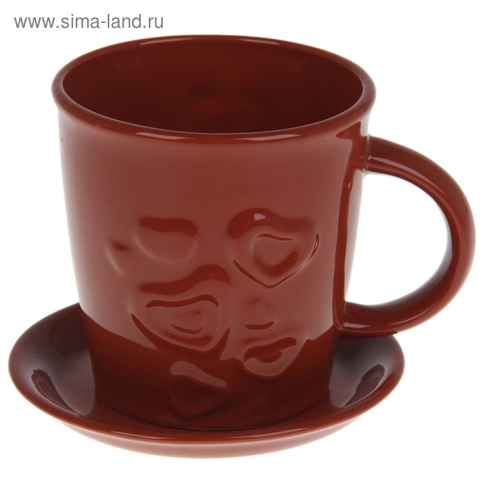Чашка с блюдцем 5540-13 (0,25 л.), шоколад  14с8 - Фото 1