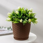 Горшок для цветов с поддоном «Ротанг», 1,2 л, цвет тёмно-коричневый - Фото 1
