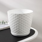 Горшок для цветов с поддоном «Ротанг», 2 л, d=15 см, h=14 см, пластиковый, белый - Фото 2