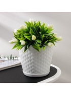 Горшок для цветов с поддоном «Ротанг», 2 л, d=15 см, h=14 см, пластиковый, белый - Фото 4