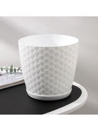 Горшок для цветов с поддоном «Ротанг», 3 л, d=17 см, h=17 см, пластиковый, белый - Фото 5