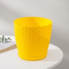 Горшок для цветов с поддоном «Ротанг», 2 л, d=15 см, h=14 см, пластиковый, жёлтый - Фото 2