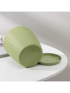 Горшок для цветов с поддоном «Ротанг», 1.2 л, d=13 см, h=12 см, пластиковый, оливковый  (артикул 1306725)  большой выбор товаров оптом и в розницу по низким ценам с доставкой