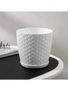 Горшок для цветов с поддоном «Ротанг», 1.2 л, d=13 см, h=12 см, пластиковый, белый - Фото 4