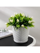 Горшок для цветов с поддоном «Ротанг», 1.2 л, d=13 см, h=12 см, пластиковый, белый - Фото 5