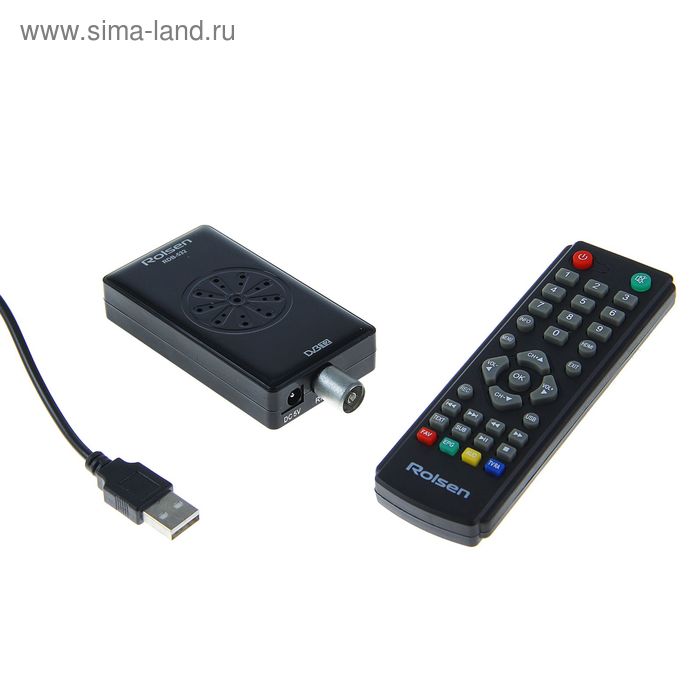 Приставка для цифрового ТВ Rolsen RDB-532, FullHD, DVB-T2, HDMI, RCA, mini USB, черная - Фото 1
