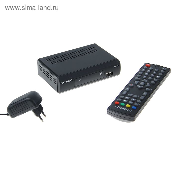 Приставка для цифрового ТВ Rolsen RDB-529, FullHD, DVB-T2, дисплей, HDMI, RCA, USB, черная - Фото 1