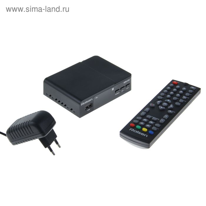 Приставка для цифрового ТВ Rolsen RDB-530, FullHD, DVB-T2, дисплей, HDMI, RCA, USB, черная - Фото 1