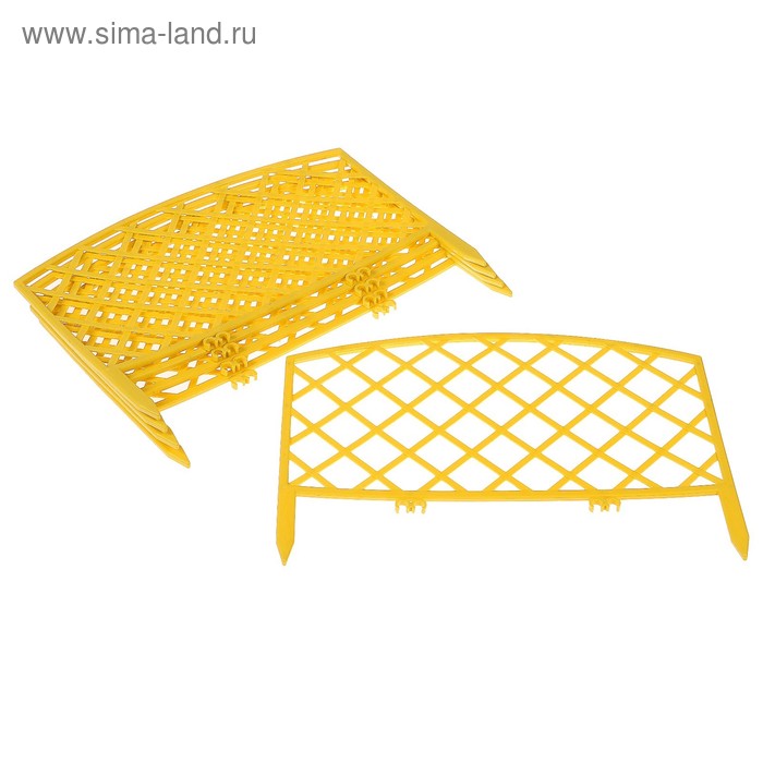 Ограждение декоративное, 36.5 × 220 см, 5 секций, пластик, жёлтое, «Решётка» - Фото 1