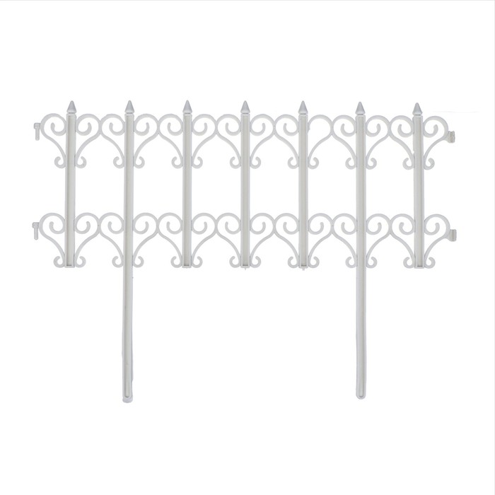 Ограждение декоративное, 25×180 см, 5 секций, пластик, белое, «Классика»
