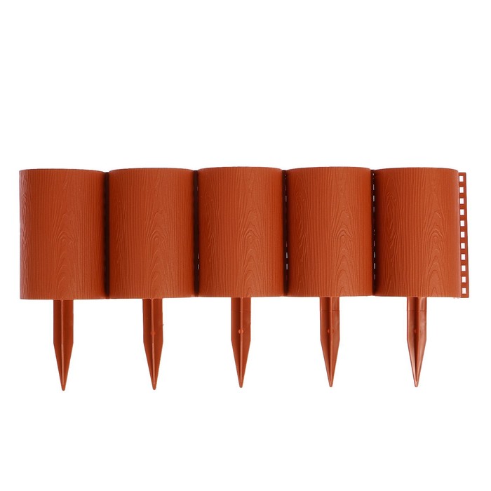 Ограждение декоративное, 24×100 см, 10 секций, пластик, терракотовое, «Брёвнышко»