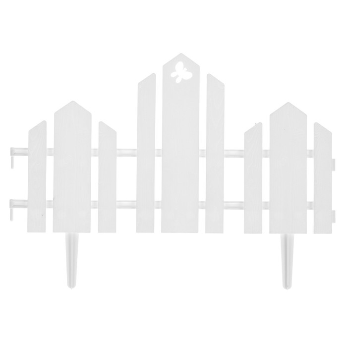 Ограждение декоративное, 25×170 см, 5 секций, пластик, белое, «Чудный сад»