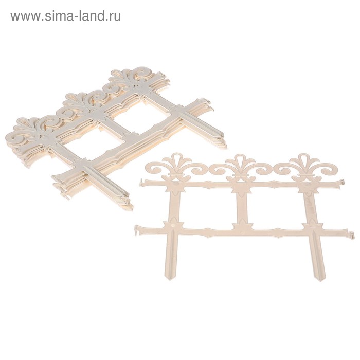 Ограждение декоративное, 33 × 267 см, 7 секций, пластик, белое, «Роскошный сад» - Фото 1