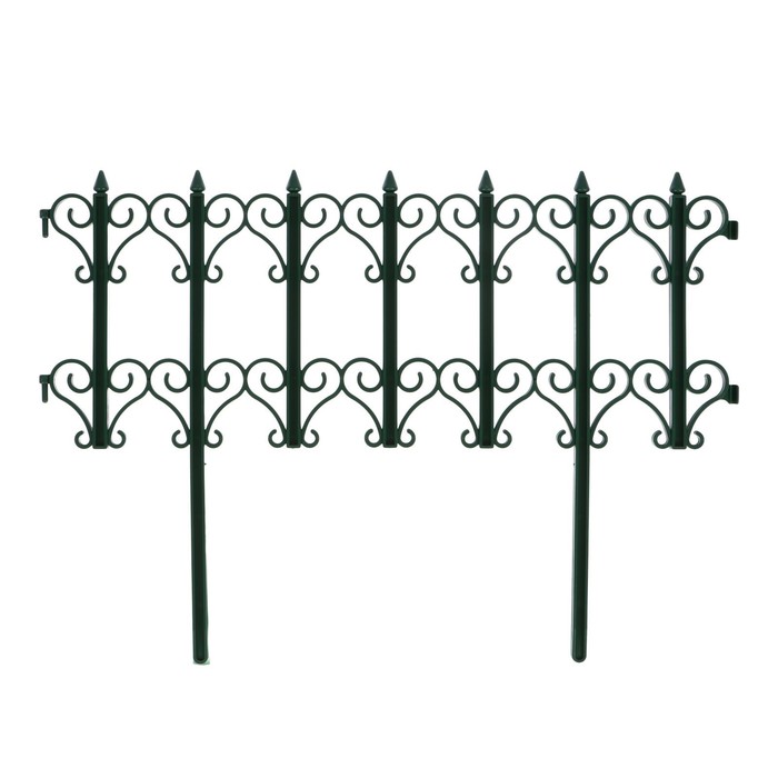 Ограждение декоративное, 25×180 см, 5 секций, пластик, зелёное, «Классика»