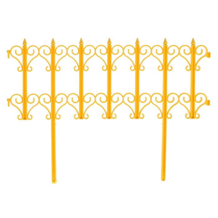 Ограждение декоративное, 25×180 см, 5 секций, пластик, жёлтое, «Классика»