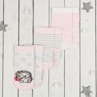 Набор носков детских (3 пары) "Ежик", р-р 10, 6-9 мес, цвет белый/розовый/полоса - Фото 2