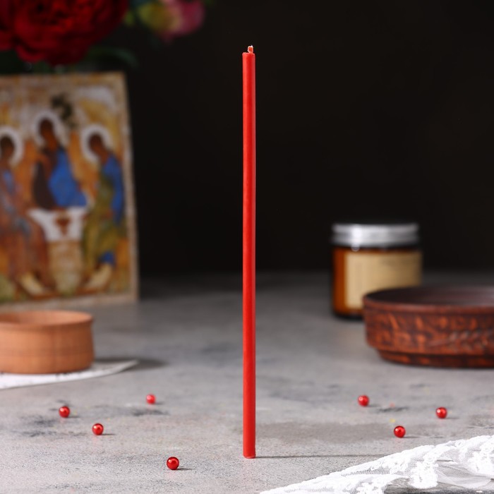 Красная свеча. Диаметр свечей церковных №80. Красные церковные свечи