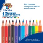 Карандаши цветные 12 цветов, детские, утолщённые, трёхгранные, BIC Kids Evolution Triangle, пластиковые, премиум, картонная упаковка - Фото 2