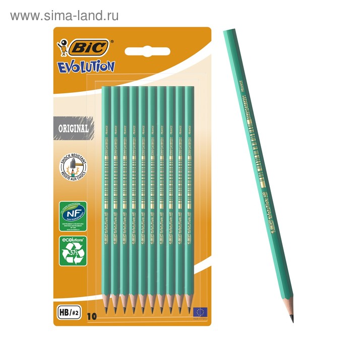 Набор карандашей чернографитных 10 шт., BIC Evolution 650, HB - Фото 1