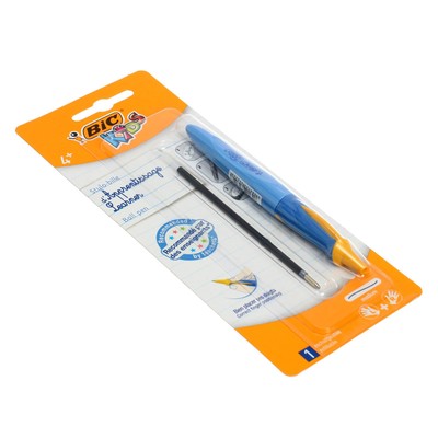 Ручка шариковая, чернила синие, 1.0 мм, среднее письмо, обучающая, микс, BIC Kids Twist