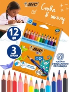 Карандаши цветные 12 цветов BIC Kids Evolution ECOlutions, детские, ударопрочные, пластиковые - Фото 1