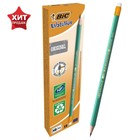 Карандаш чернографитный BIC. Evolution, НВ, c ластиком, шестигранный, пластиковый, зелёный корпус - Фото 2