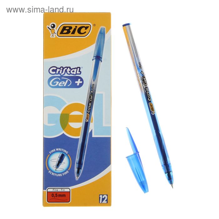 Ручка гелевая BIC Cristal Gel+Fine, чернила синие, узел 0.5мм - Фото 1