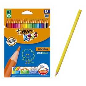 Цветные карандаши 18 цветов, детские, шестигранные, ударопрочные, BIC Kids Evolution 1314700
