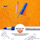 Ручка шариковая BIC. Round Stic Exact, синий стержень, узел 0.7 мм, резиновый упор, одноразовая, серый корпус - Фото 6