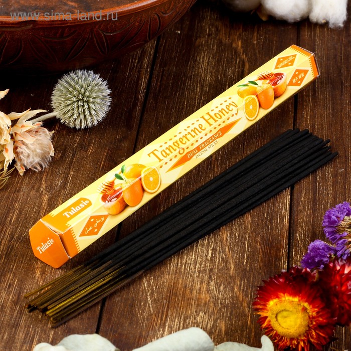 Благовония Sarathi "Tangerine Honey. Мандарин мед", 20 палочек в упаковке, шестигранник