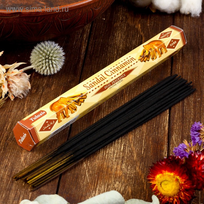 Благовония Sarathi "Sandal Cinnamon. Сандал корица", 20 палочек в упаковке, шестигранник