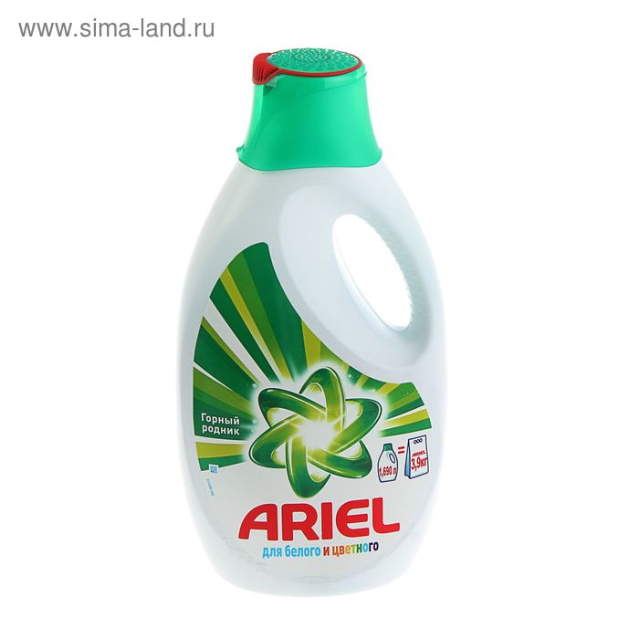 Гель Ariel "Горный родник" для стирки белого и цветного белья, 1,69 л - Фото 1