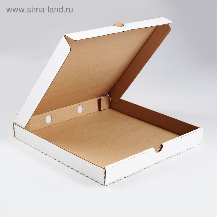 Коробка для пиццы 35 х 35 х 4 см, С3 белый с печатью - Фото 1