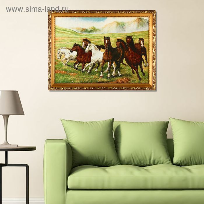 Гобеленовая картина  "Табун лошадей"  44х61 см - Фото 1