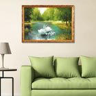 Гобеленовая картина  "Лебеди на бирюзовом пруду"  44х61 см - Фото 1