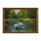 Гобеленовая картина  "Лебеди на бирюзовом пруду"  44х61 см - Фото 2