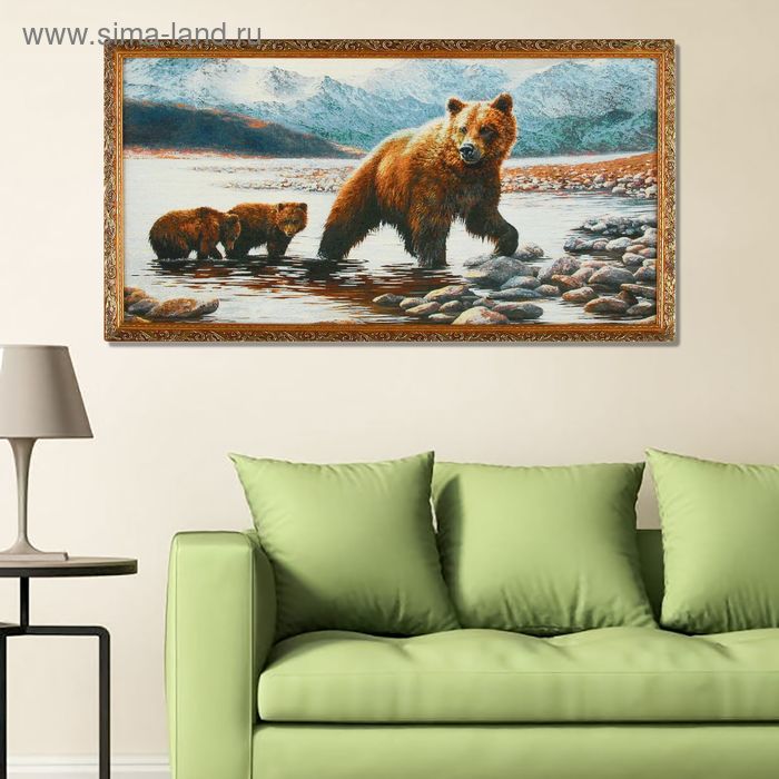 Гобеленовая картина  "Семья медведей"  44х82 см - Фото 1
