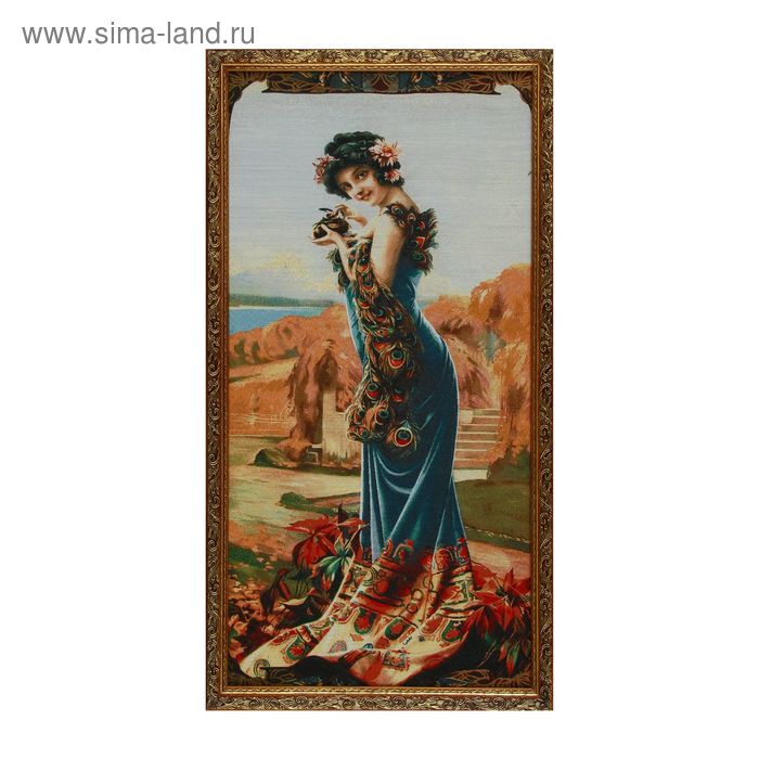 Гобеленовая картина  "Дама в синем платье"  44х82 см - Фото 1