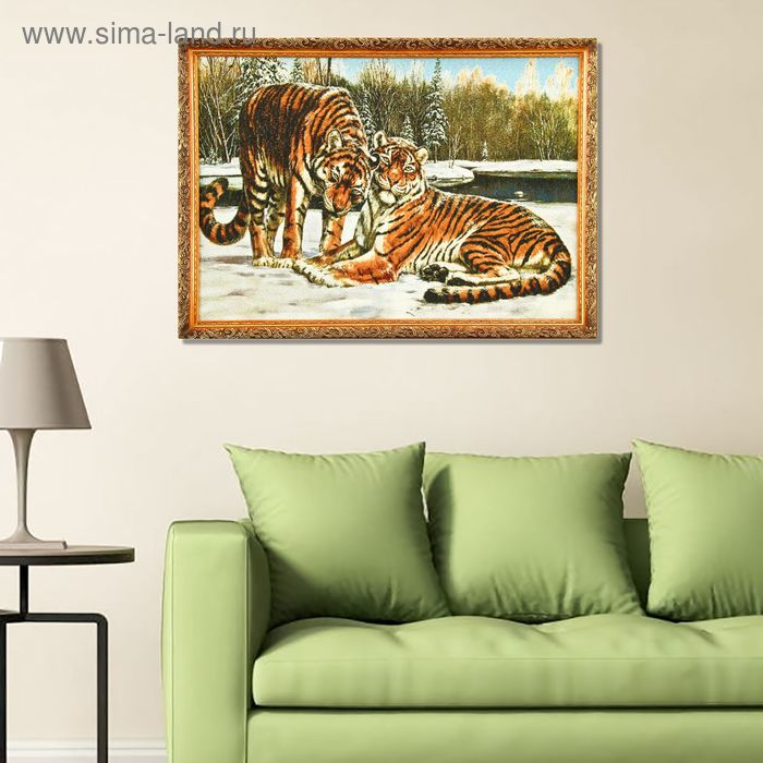Гобеленовая картина  "Нежность тигров"  44х61 см - Фото 1