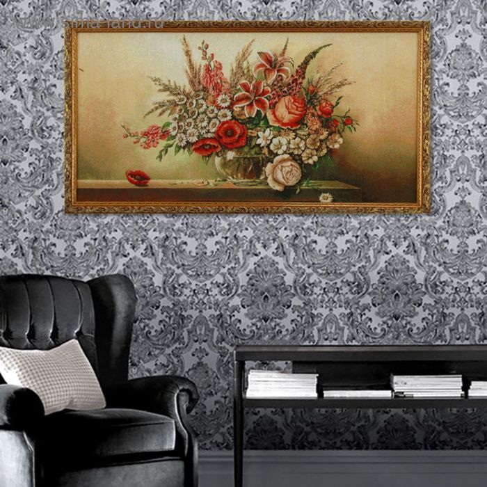 Гобеленовая картина  "Ваза с цветами у стены" 44х82 см - Фото 1