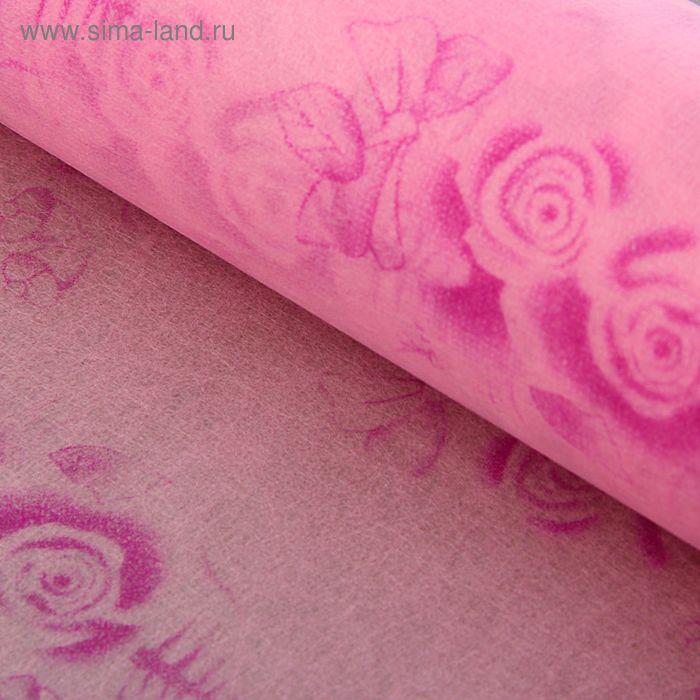 Фетр с рисунком "Розы", 50 см х 15 м, розовый - Фото 1