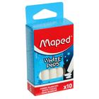 Мелки белые Maped White'Peps, в наборе 10 штук, круглые, специальная формула "без грязи" - фото 9721189