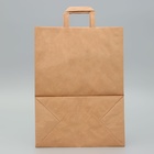 Пакет крафт без печати 26×15×35 см плоская ручка - Фото 2