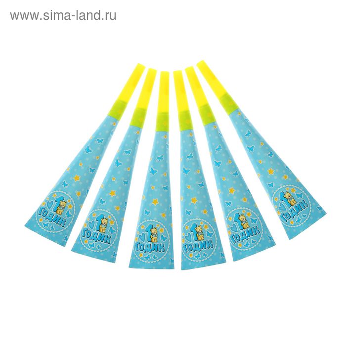 Дудка-гудок р-р 19 см "1 годик" (набор 6 шт) - Фото 1