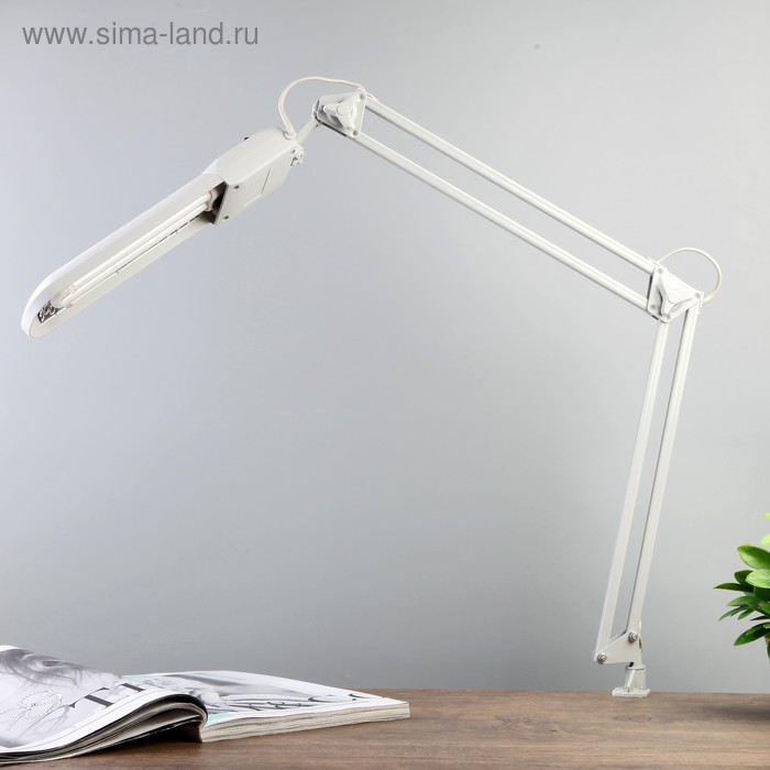Светильник настольный на струбцине ДЕЛЬТА с АПП (2G7, КЛЛ, 11 Вт, 220 В) Серый - Фото 1