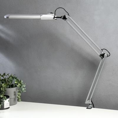 Светильник настольный на струбцине ДЕЛЬТА с АПП (2G7, КЛЛ, 11 Вт, 220 В) Серебро