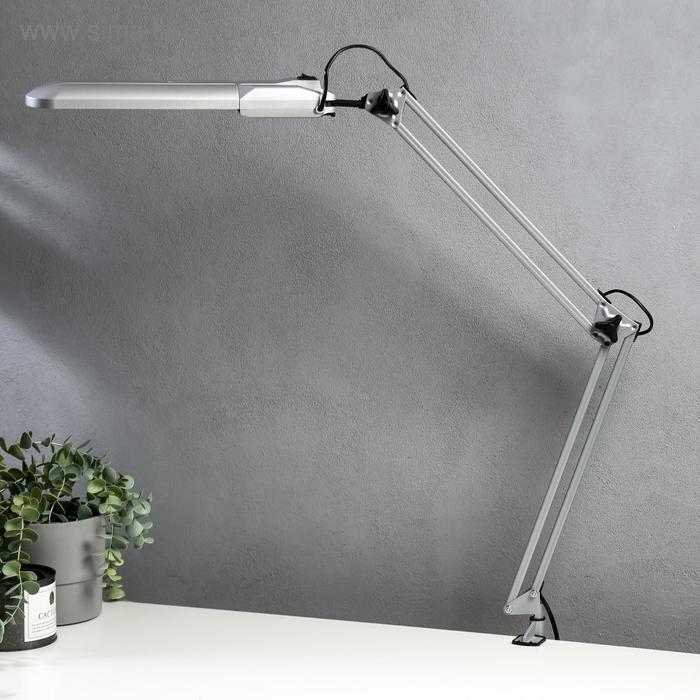 Светильник настольный на струбцине ДЕЛЬТА с АПП (2G7, КЛЛ, 11 Вт, 220 В) Серебро - Фото 1